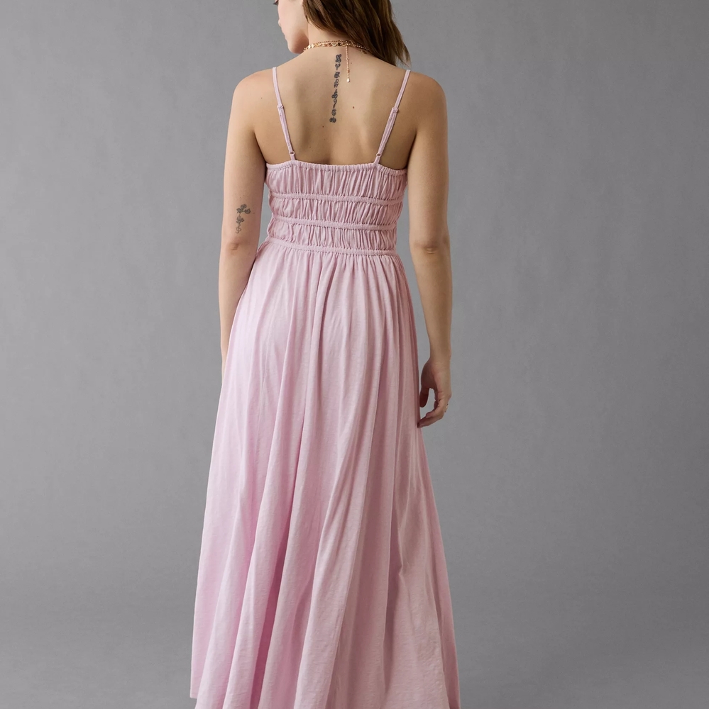 American Eagle Outfitters Light Pink Gathered Dress - Picture 3 of 7